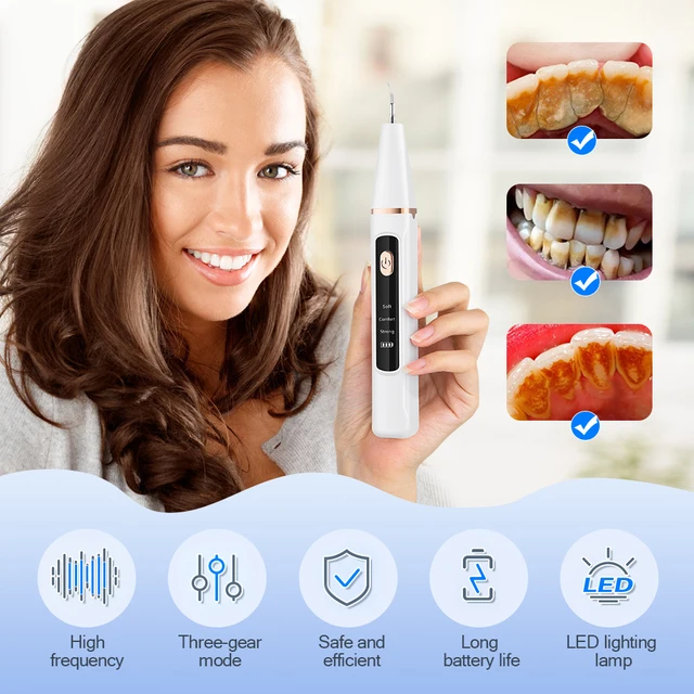 Rimozione del calcolo dentale ad ultrasuoni Denti Placca Scaler Eliminatore del tartaro Detergente per macchie Rimozione della pietra del dente dentale elettrico 6