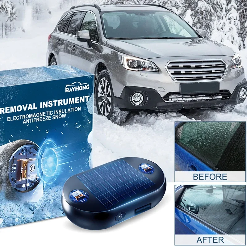 Car Snow Antifreeze Car Electromagnetic Molecular Defroster Front Rear Windshield Snow Removal Instrument Solar Antifreeze