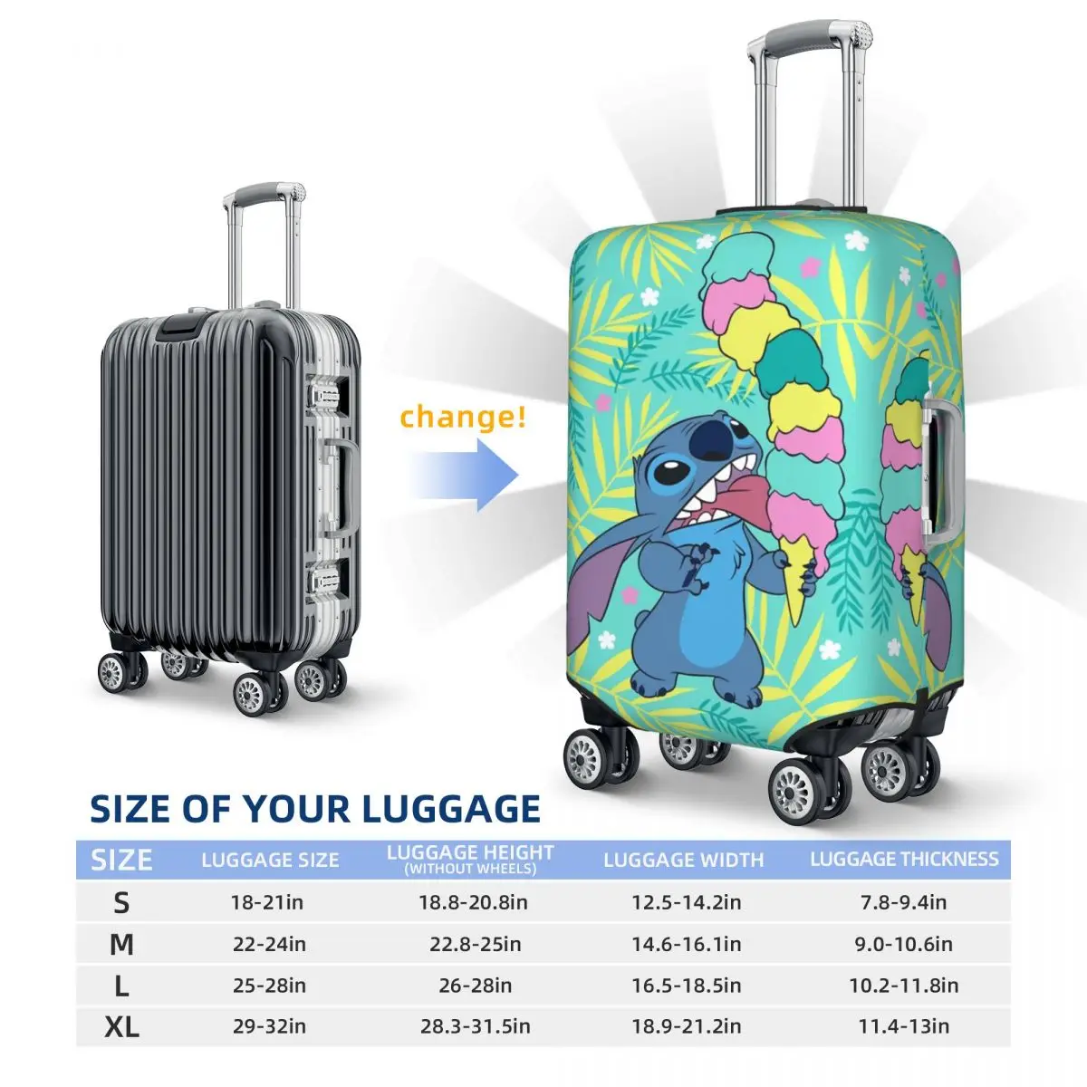 Custom Stitch Luggage Cover Protector Fashion Travel Suitcase Protective Cover for 18-32 Inch 6