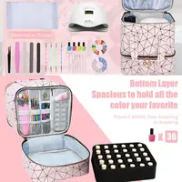 30 Grids Nail Organizer Makeup Bag Cosmetic Manicure Case Professional Double Layer Design Nail Polish Gel Handbag with Handle 2