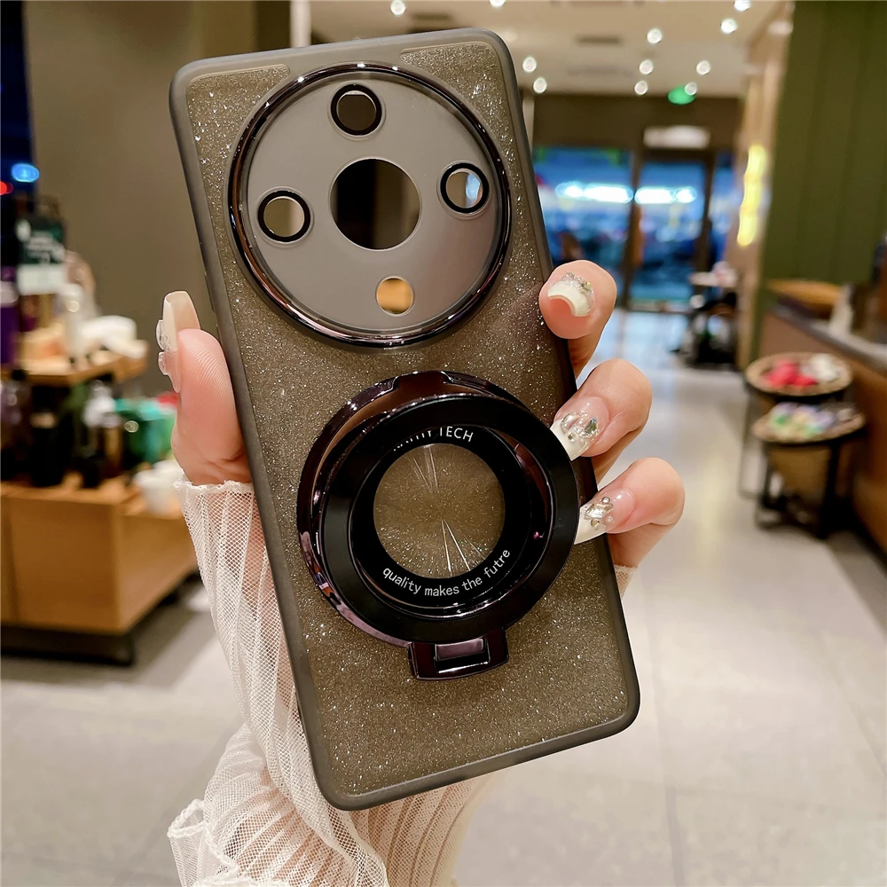 Magnetic Suction Bracket Soft Bling Phone Case