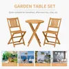 3 Piece Folding Acacia Wood Outdoor Patio Bistro Table and Chair Set 4