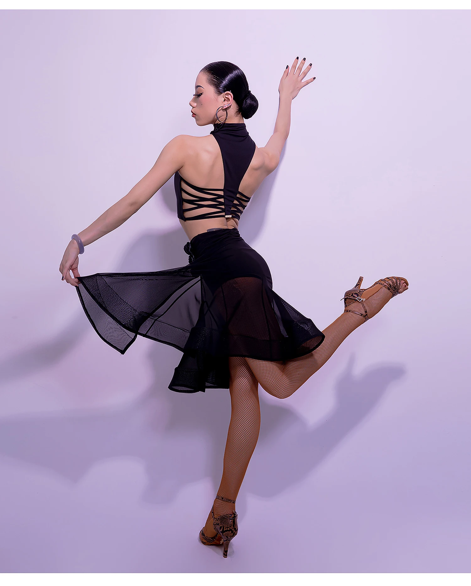 Atest ensemble de danse haut et jupe 2 pi ces jaune et noir