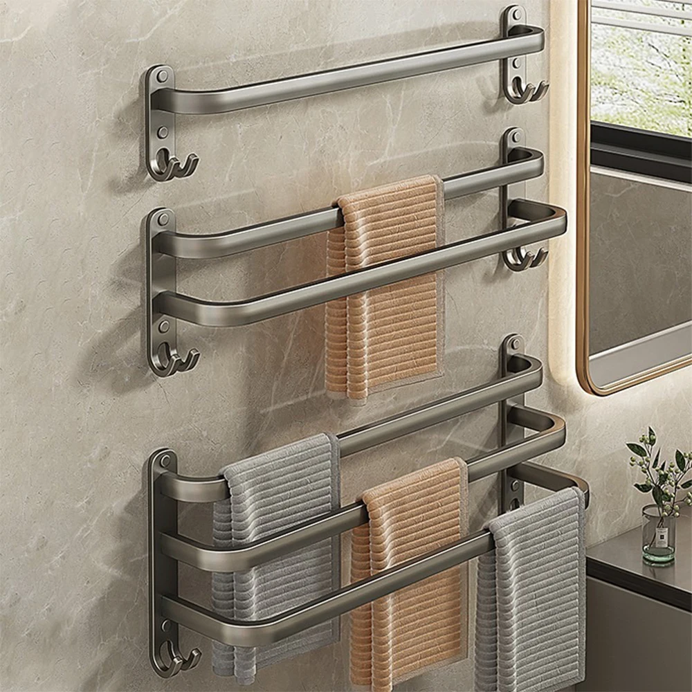 Bath Towel Bars Towel Racks for Bathroom Lavatory Wall Mount Towel Hanger Space Aluminum Holder Rail towel rack,towel holder,bathroom facilities