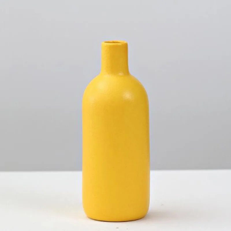 Porcelain Yellow Color Flower Vase Decoration Living Room Flower Arrangement Container Hydroponics Vase Plant Pot Gardening Art 2