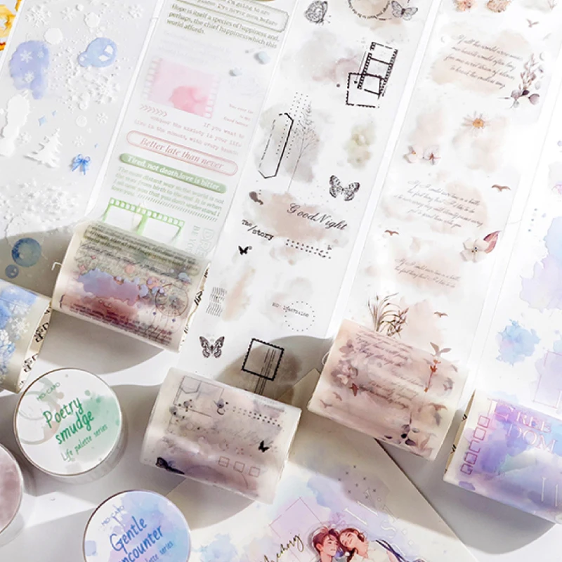 Mr. Paper, Watercolor Blending Theme Matte PET Sticker Tape, Scrapbook Notebook Phone Case Diary Decorative Sticker 2