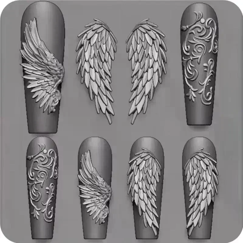 1개 3D 네일 재사용 가능 DIY 귀여운 나비 날개 실리콘 네일 몰드 템플릿 스탬핑 디자인 아트 부품 장식 도구