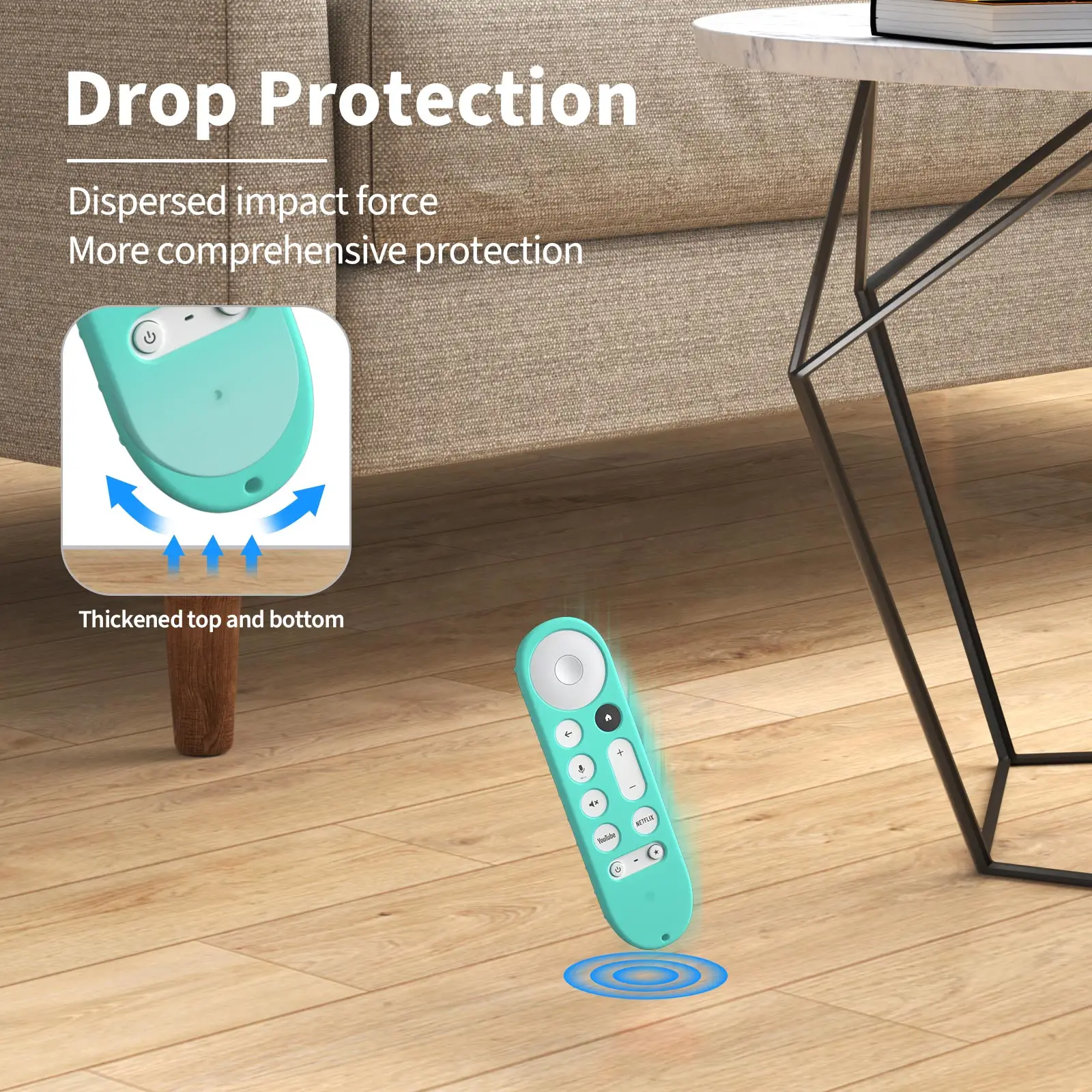 Soft Silicone Case For 2024 Google TV 4K Remote Protective Cover Shell with Lanyard Non-slip For Smart TV Voice Remote Control 5