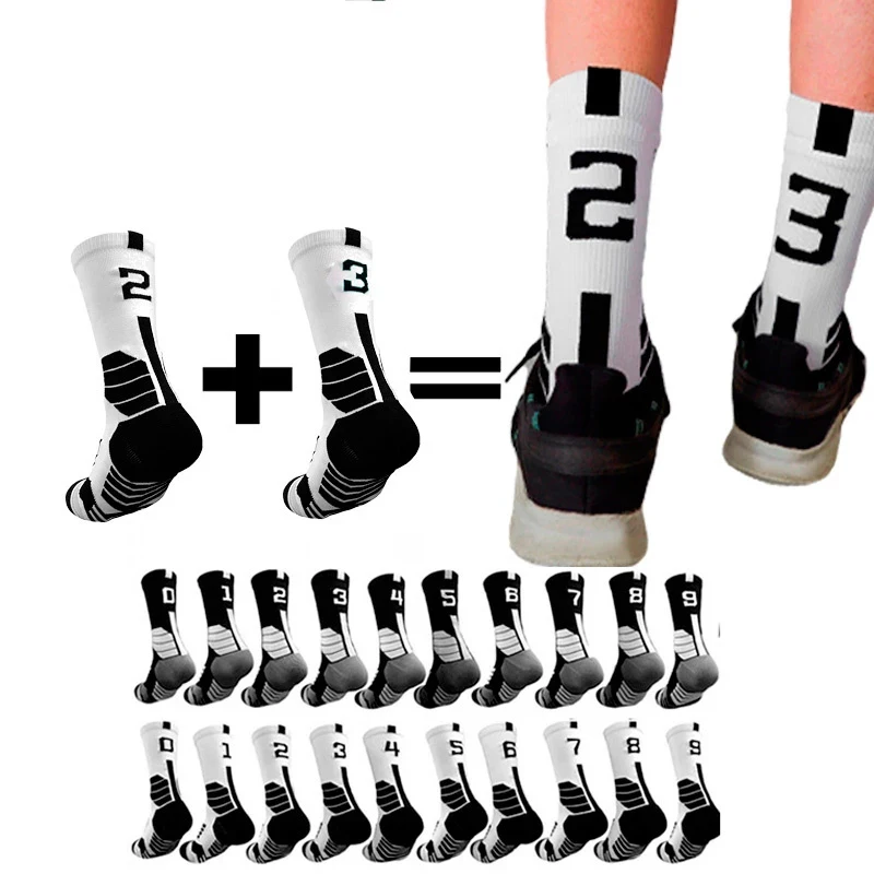 

Thick 0-9 Free collocation Basketball Socks number Sports Socks Personalized Non-slip Durable Skateboard Towel Bottom Socks