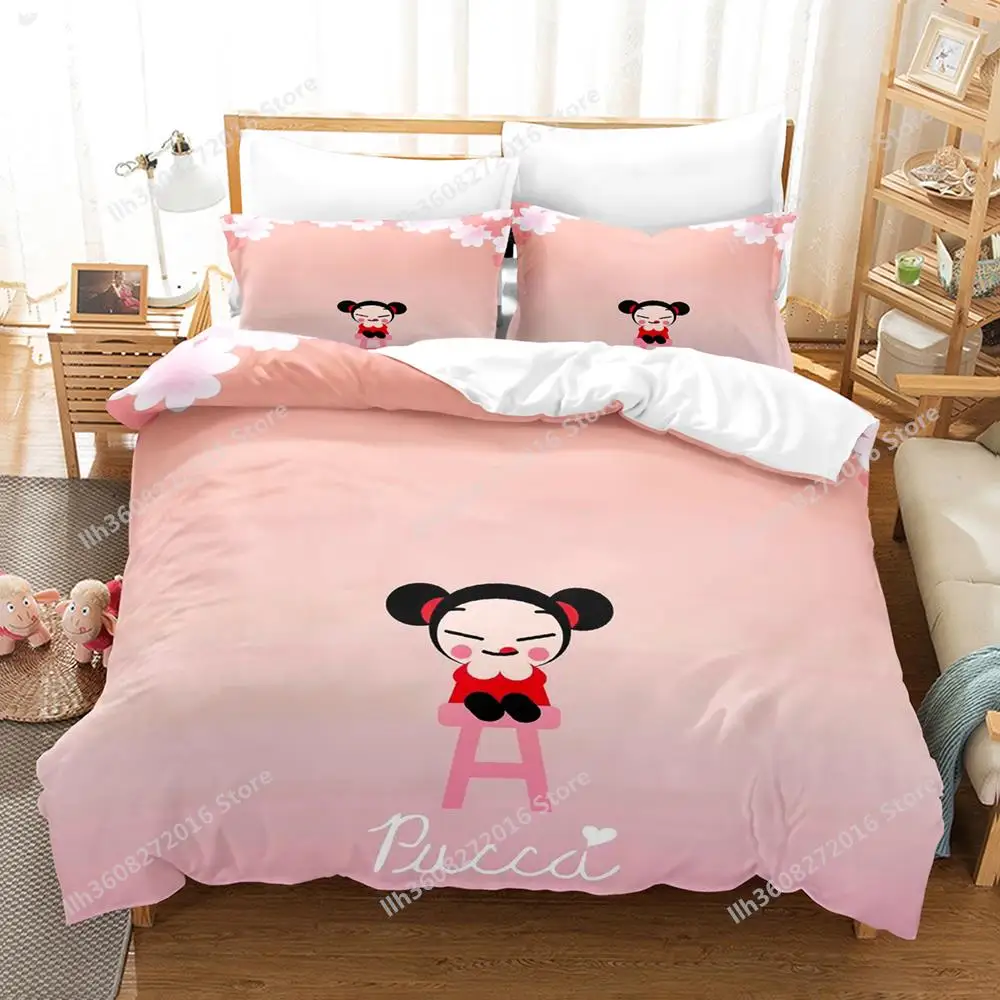 2023 Pucca Bedding Set Single Twin Full Queen King Size Bed Set Adult Kid Bedroom Duvetcover Sets 3D Print Anime Bed Sheet Set 4
