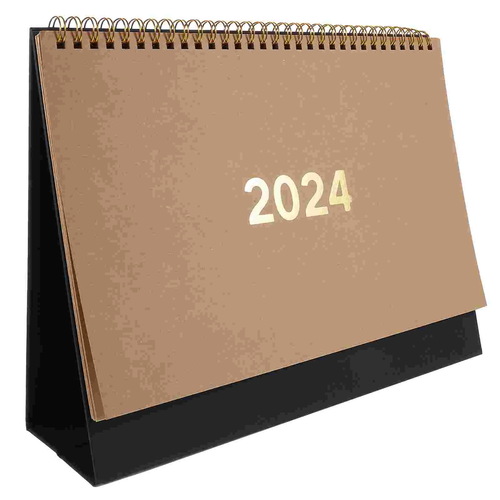 Simple 2024 Schedule Planner Calendar Desktop Ornaments Unprinted Style Office (Large Kraft Paper) (20238-202412) Student