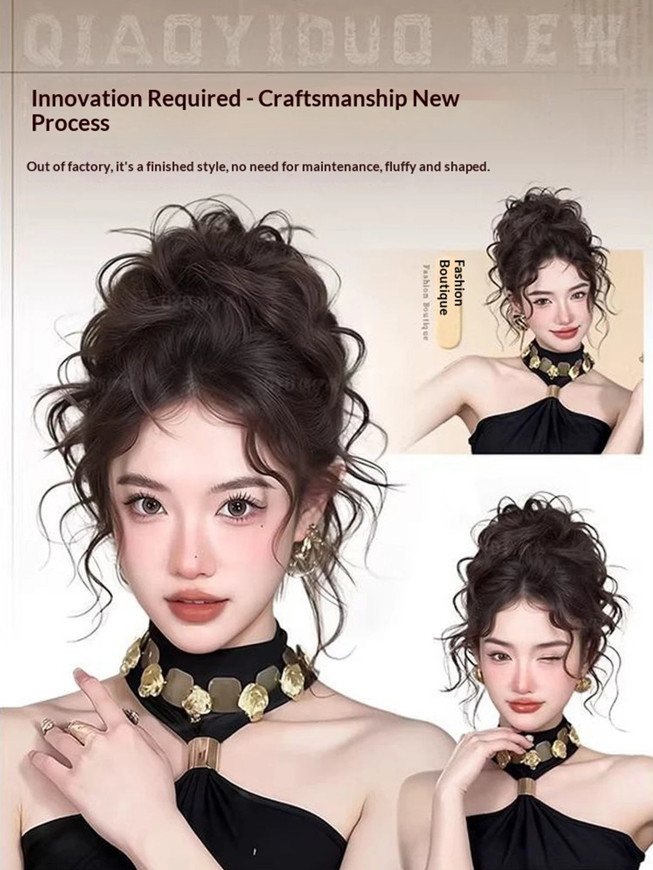 합성 클로 클립 번 헤어피스 라틴 컬리 볼륨 하이 포니테일 헤어 도넛 가짜 머리카락 여성용 데일리 파티 액세서리