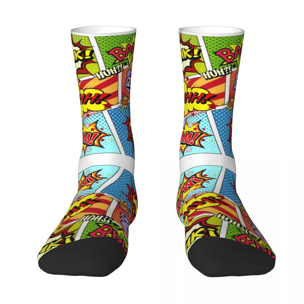 

Adult Socks Panels Crazy Colorful Comic Book Panels Classic The Best Buy Funny Creative Field pack Elastic Stockings