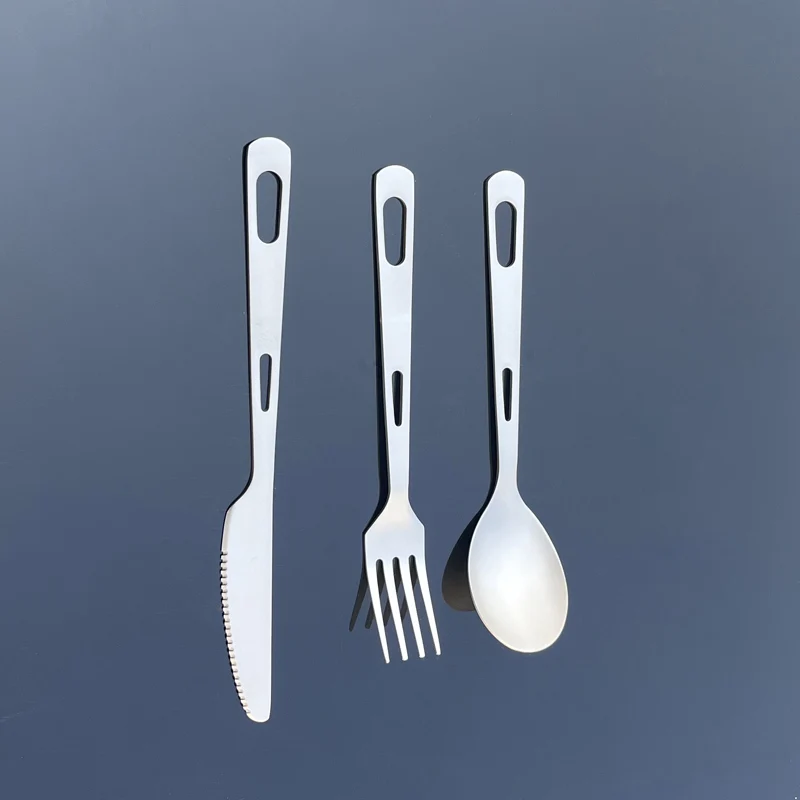 

Outdoor pure titanium spoon camping titanium spoon camping portable titanium metal tableware steak knife fork spoon set
