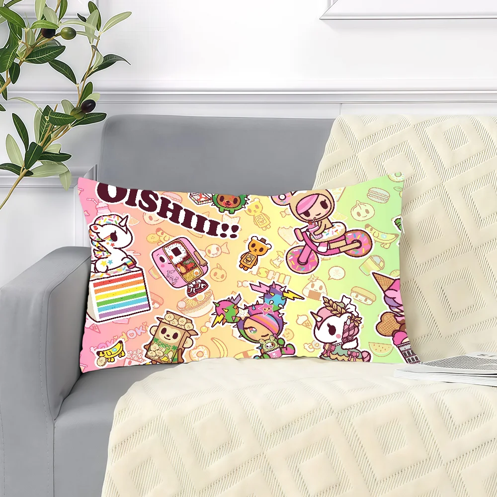 패션 T-Tokidoki-ES 쿠션 커버 히트 상품 홈 소파 거실 양면 부드러운 장 베개 커버