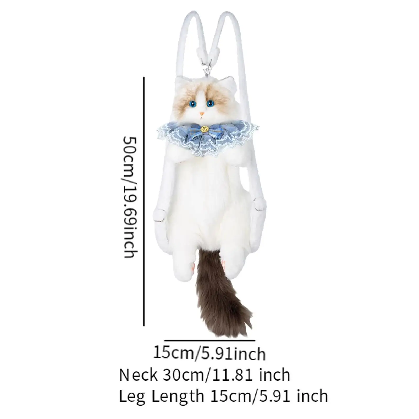 Cute Cat Plush Backpack Trendy Stuffed Animals Bag for Cat Lovers Kids Girls