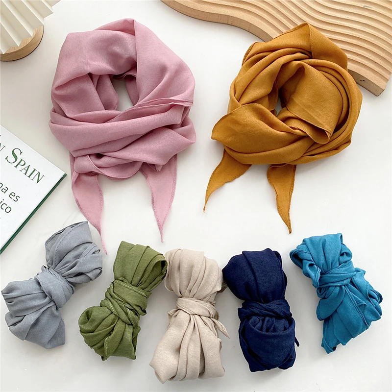 Cotton Linen Scarf Shawl Spring Winter Warm Scarves Lady High Quality Wrap Headband Muslim Hijabs Solid Color Triangle Headscarf