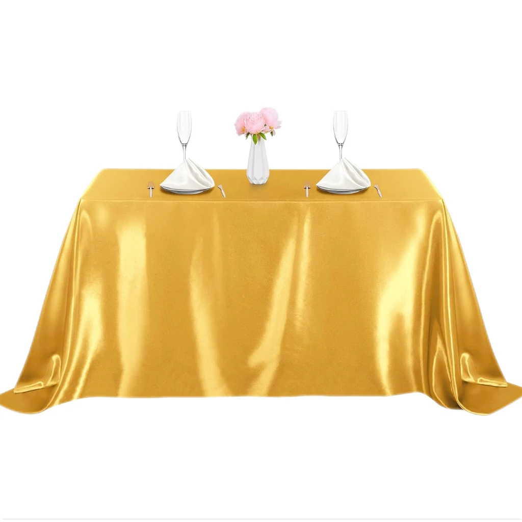 Table cloth rectangular tablecloth Gold Satin Rectangle Table Cloth for New Year Banquet