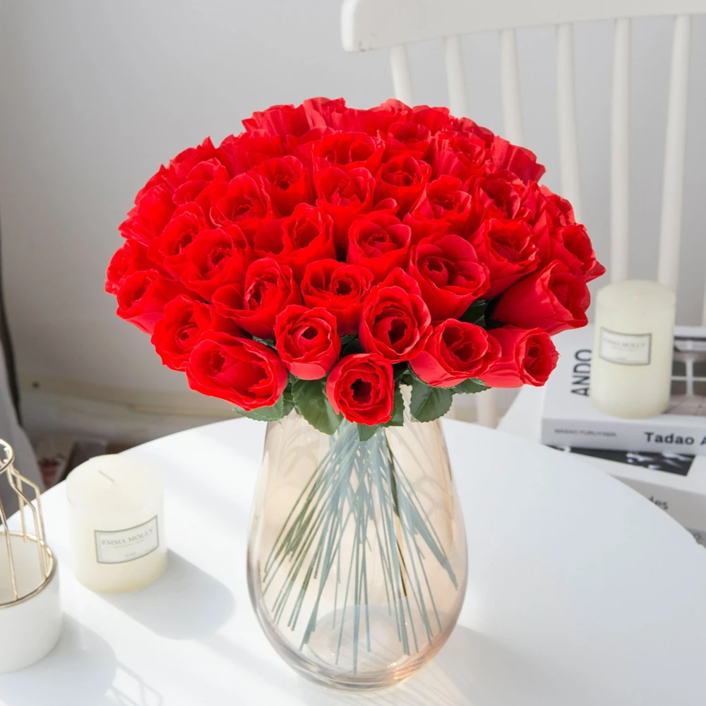 10/20 Stück Künstliche Rote Seidenrosen Brautsträuße Heim-Raumdekoration Vasen-Tischornament Outdoor-Garten DIY Dekorative Geschenke