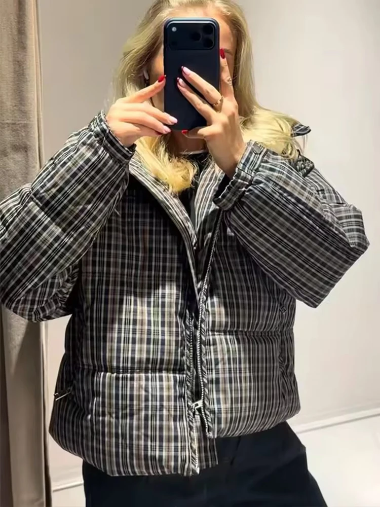 2026 Women Winter Jacket Fashion Stand Neck Long Sleeve Zipper Short Parka Coats Female New Daily Casual Warm Outwear ﻿