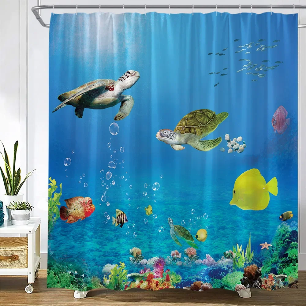 Ocean Watercolor Shower Curtain 5