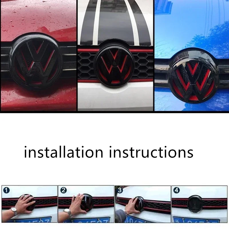 폭스바겐 VW 자동차 프론트 그릴 배지, 리어 트렁크 엠블럼 뚜껑 커버 로고 스티커, 폭스바겐 골프 6용 스타일링 몰딩