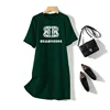 Women Clothing Letter Printed Short Sleeve Dresses Summer O-neck Fashion Tunic Straight Loose Casual Pullover Dress 2