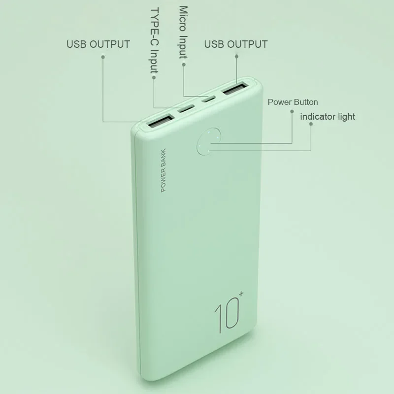 10000mAh Power Bank Ultra-thin Portable Charger For iPhone 14 13 12 8 Xiaomi Samsung Huawei External Battery 10000 mAh PowerBank 5
