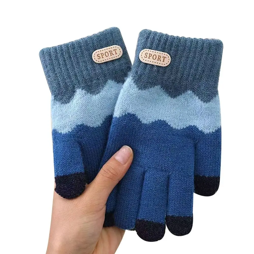 Cute Warm Kids Winter Gloves Coldproof Full Finger Children Mittens Elastic Windproof Knitted Gloves for 6-14 Years Old Outdoor