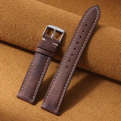 Vintage Brown Genuine Leather Quick Release Watch Strap Replacement Belt - 18mm (Dark Brown)