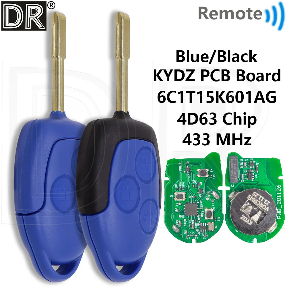 6C1T-15K601-AG 4D63 Chip 433MHz KYDZ PCB Board FO21 Car Remote Key for Ford Transit WM VM 2006-2014