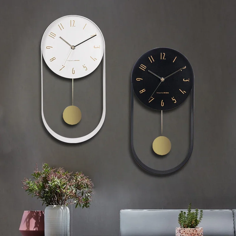 

Nordic Style Swing Wall Clocks, Modern Design, Simple Living Room, Household Decor, Round Creative Bedroom Silent Clock