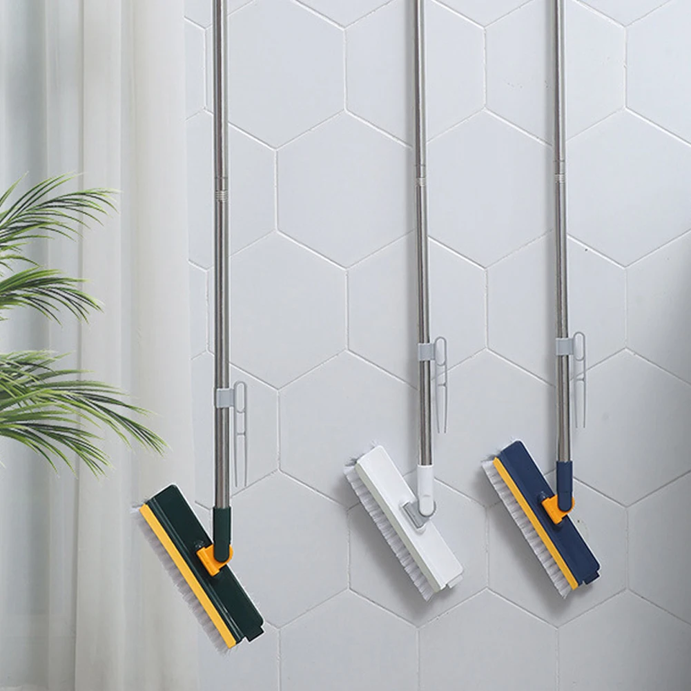 3 in 1 Floor Scrub Brush Long Handle Multifunction Scrape Brush 180°Rotating Stiff Bristle Brush for Bathroom Tub Tile