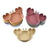 3Pcs Baby Feeding Plate Dishes Silicone Sucker Bowl Plate For Kids Children's Cartoon Tableware Sets Boys Girls Crab Plate 1