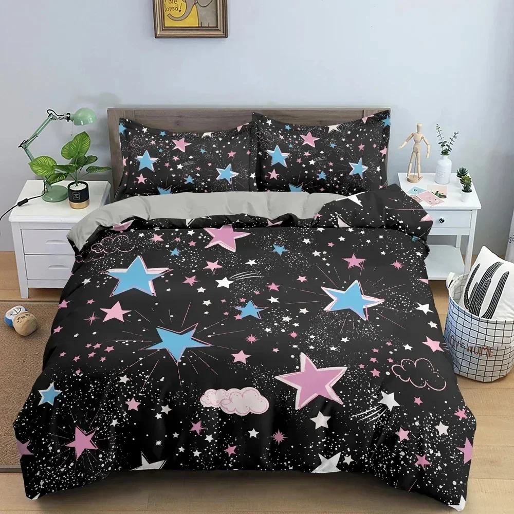 New Fashion Star Pattern Duvet Cover Colorful Stars Print Quilt Covers For Bedroom Single Twin Queen King Bedding Set Home Decor