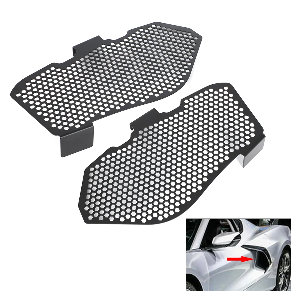 알루미늄 측면 흡입 메쉬 그릴 삽입 자동차 보호 장치, 코르벳 C8 2020 2021 2022 2023 블랙