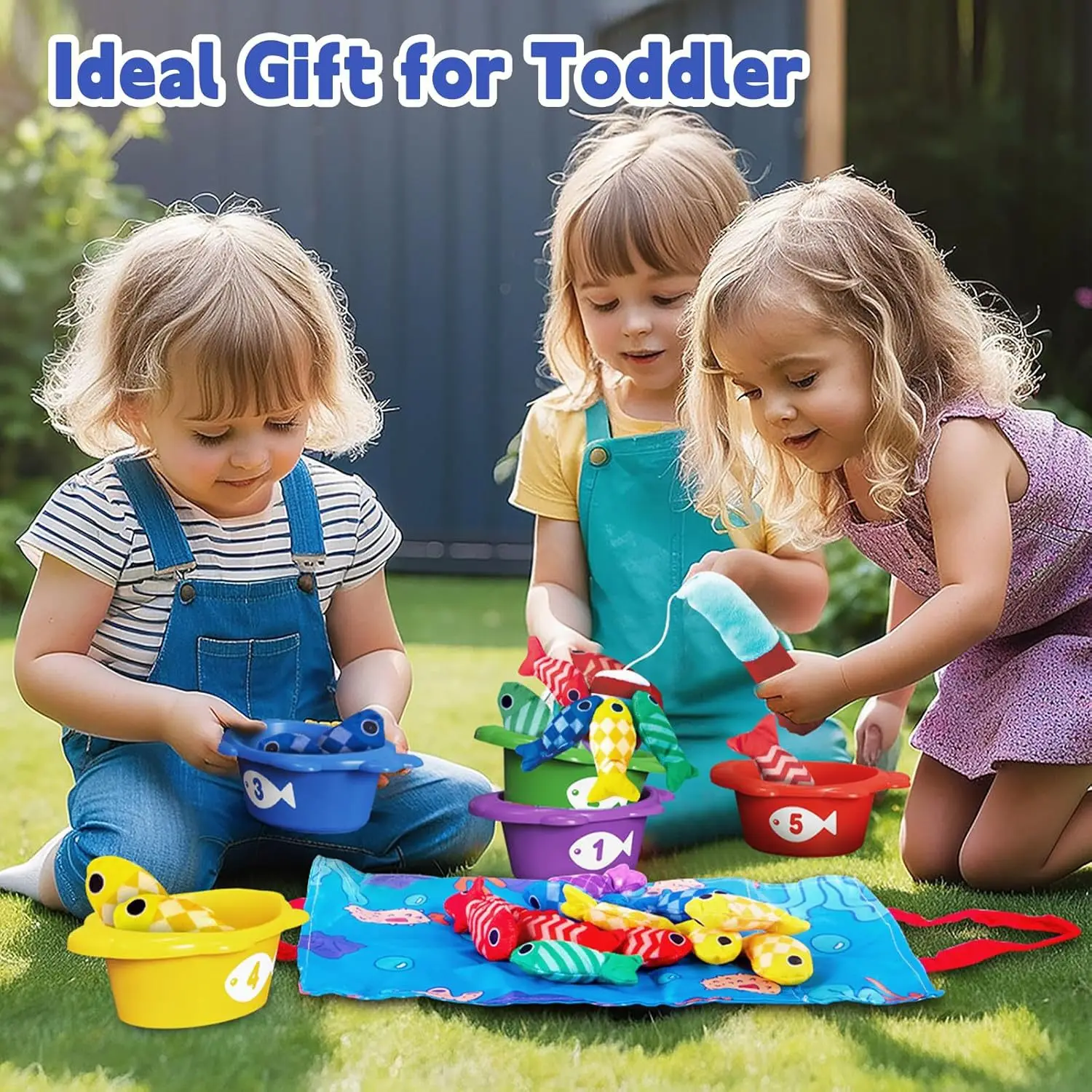 Gioco di pesca in tessuto montessori e bicchieri impilabili_voghion.com