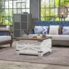 Homcom Coffee Table with Flip Top Hidden Storage, Square Center Table White 1