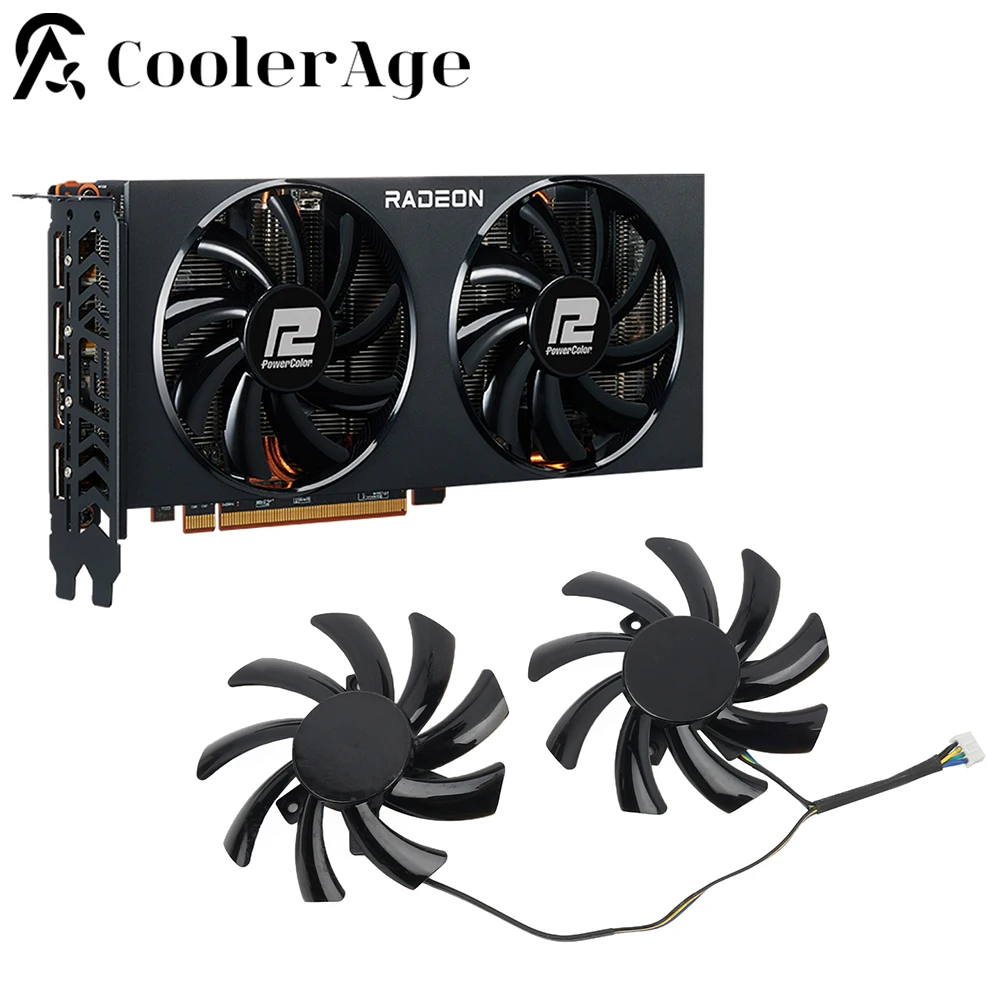 85Mm T129215Bu Rx 5700 5500 Xt Ventola Per Schede Grafiche Per Powercolor Fighter Amd Rx 6700Xt 6600Xt 6600 Ventola Di Raffreddamento