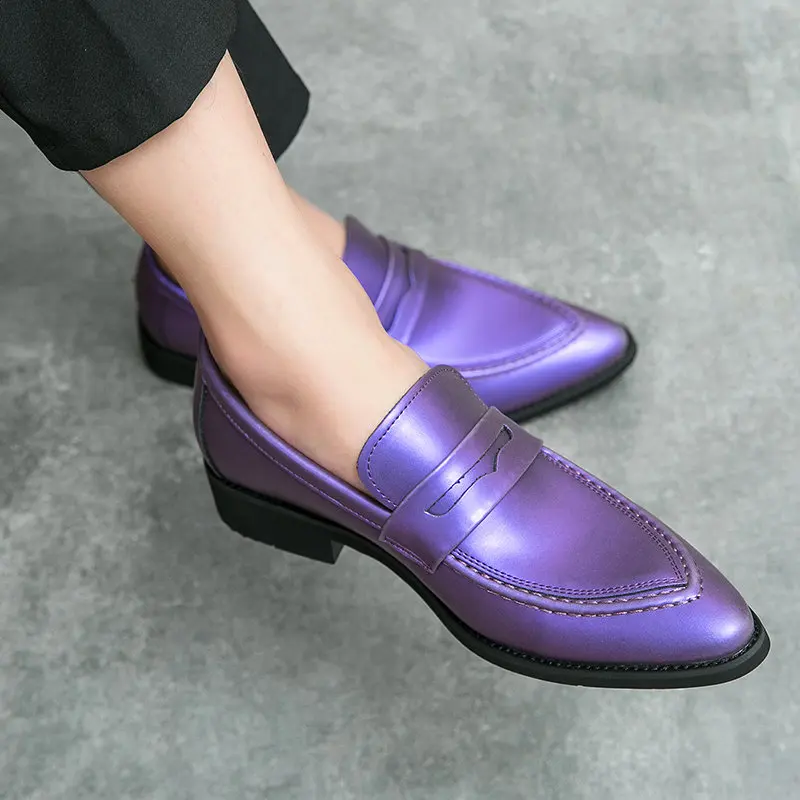 Elegant Formal Dress Shoes for Men Big Size 47 Green Purple Luxury Leather Casual Shoes Wedding Mens Fashion Oxfords Loafers