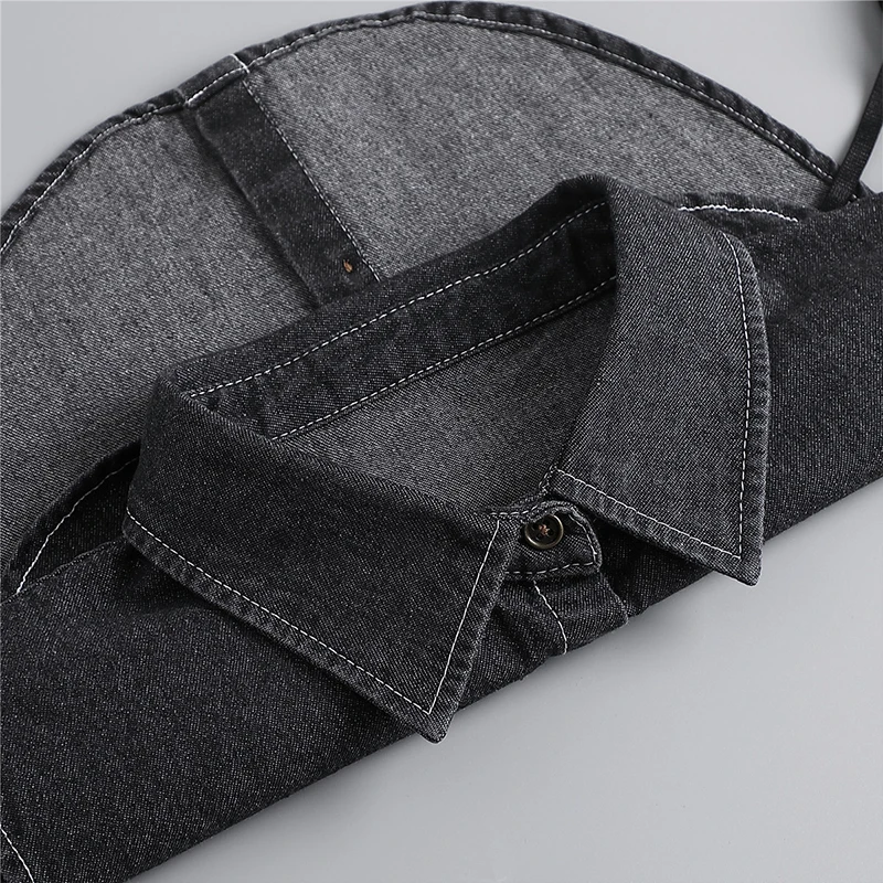 Women's Washed Denim False Collar Korean Versatile Half Shirt Style Collar Female Casual Fashion Sweater Inner Decorative