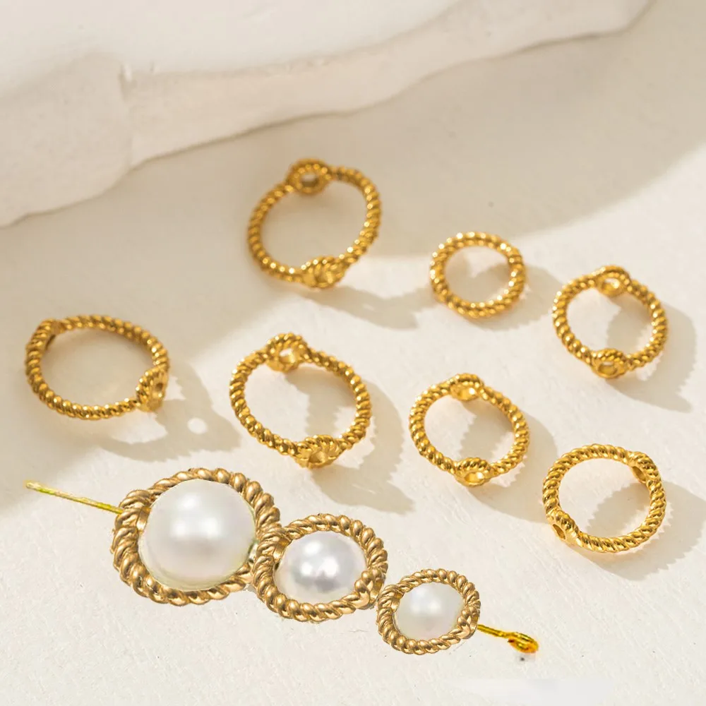 10 Stück PVD Edelstahl Kreis Rahmen Spacer Perle Runder Verbindungsring für DIY Perlen Ohrring Armband Halskette Herstellung von Schmuck