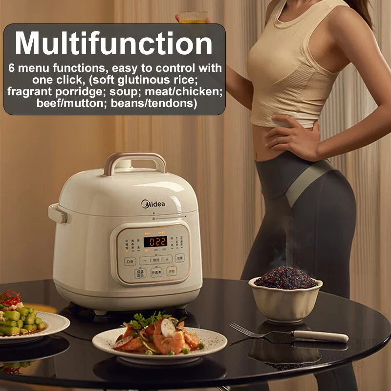 Midea Electric Pressure Cooker 1.8l Mini Portable Rice Cooker Multi-Functional Household Electric 70kpa Fast Cooking