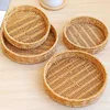 Round Rattan Fruit Basket Bowls Natural Wicker Boho Woven Storage Baskets Bread Tray for Kitchen Coffee Table Farmhouse 5