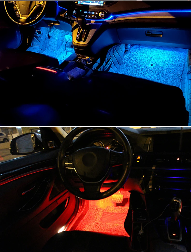 Led Car Foot Ambient Light With USB Neon Mood Lighting Backlight Music Control App RGB Auto Interior Decorative Atmosphere Light car interior lights