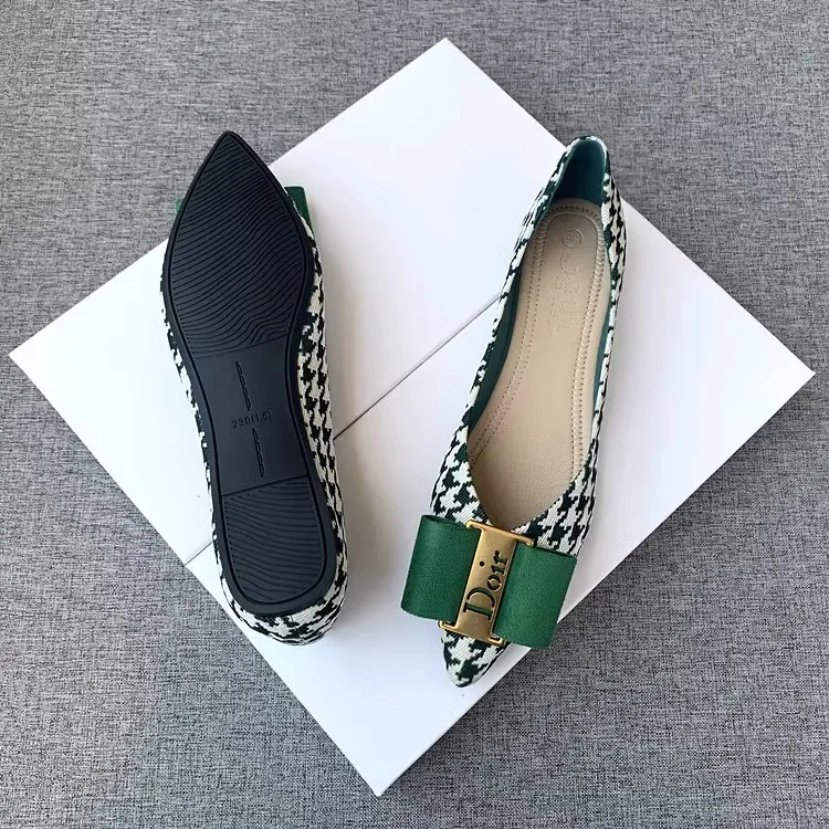 Summer 2024new Fashion Women's Shallow Mouth Casual Female Sneakers Slip-on Flats Bow-Knot Pointed Toe Moccasins Modis Slip