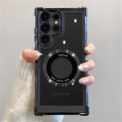 Enhanced Magnetic Clear Shockproof Phone Case with MagSafe Plating for Note 20 Ultra (Black)