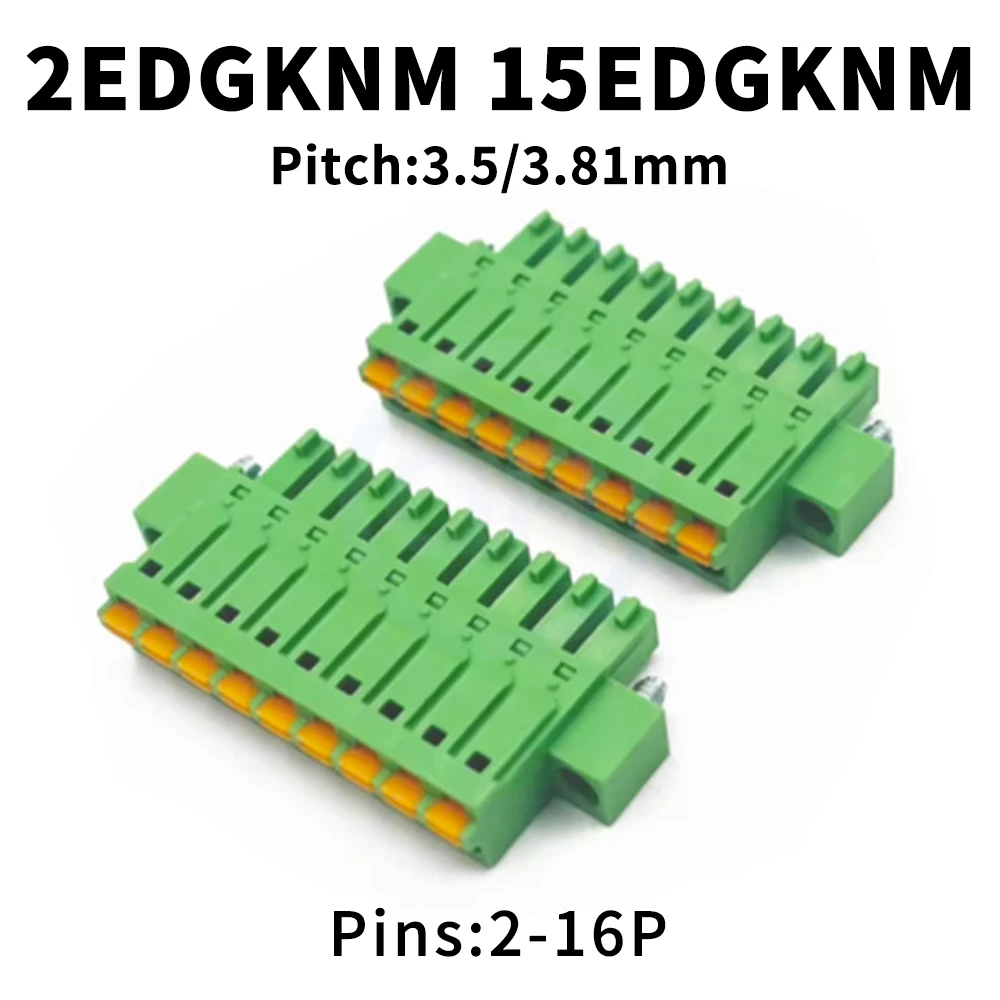 (10 Stück) KF 15EDGKNM -3,5 mm -3,81 mm Federbelasteter Dünnschnitt-Steckklemmenblock mit Ohrflanschschweißen 2EDGKNM 2~16P