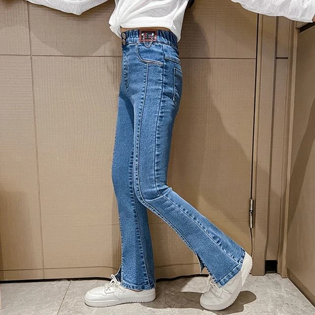 Kids Jeans Pants Girls Flared Jeans Size 10 12 13 14 Girls Tassel Bell  botton jeans Trousers Denim Pants Children girl Clothing