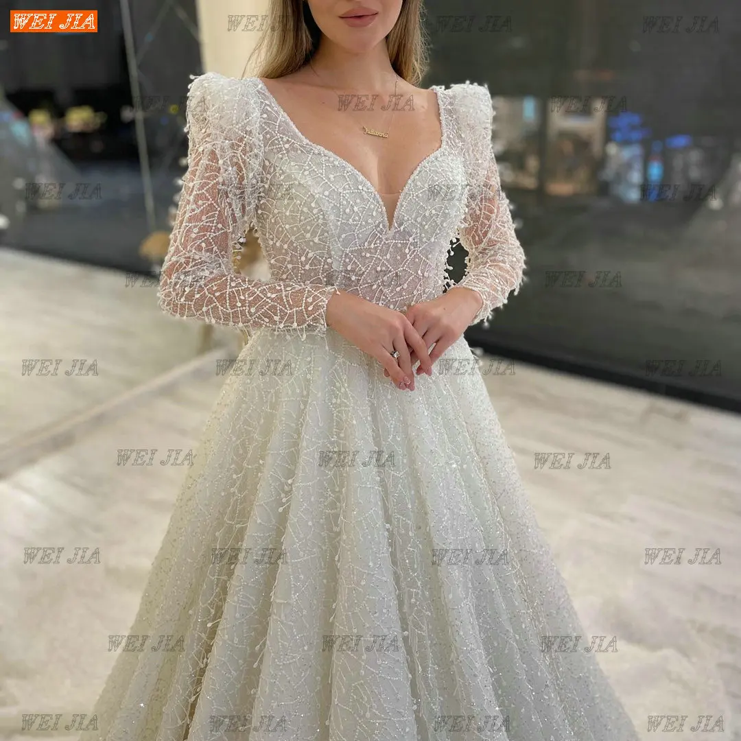 second hand wedding dresses Elegant Long Sleeves Wedding Gown 2022 White Hochzeitskleid Lace Up Women Bride Dresses Customized Vestido De Noiva Princesa New vintage wedding dresses